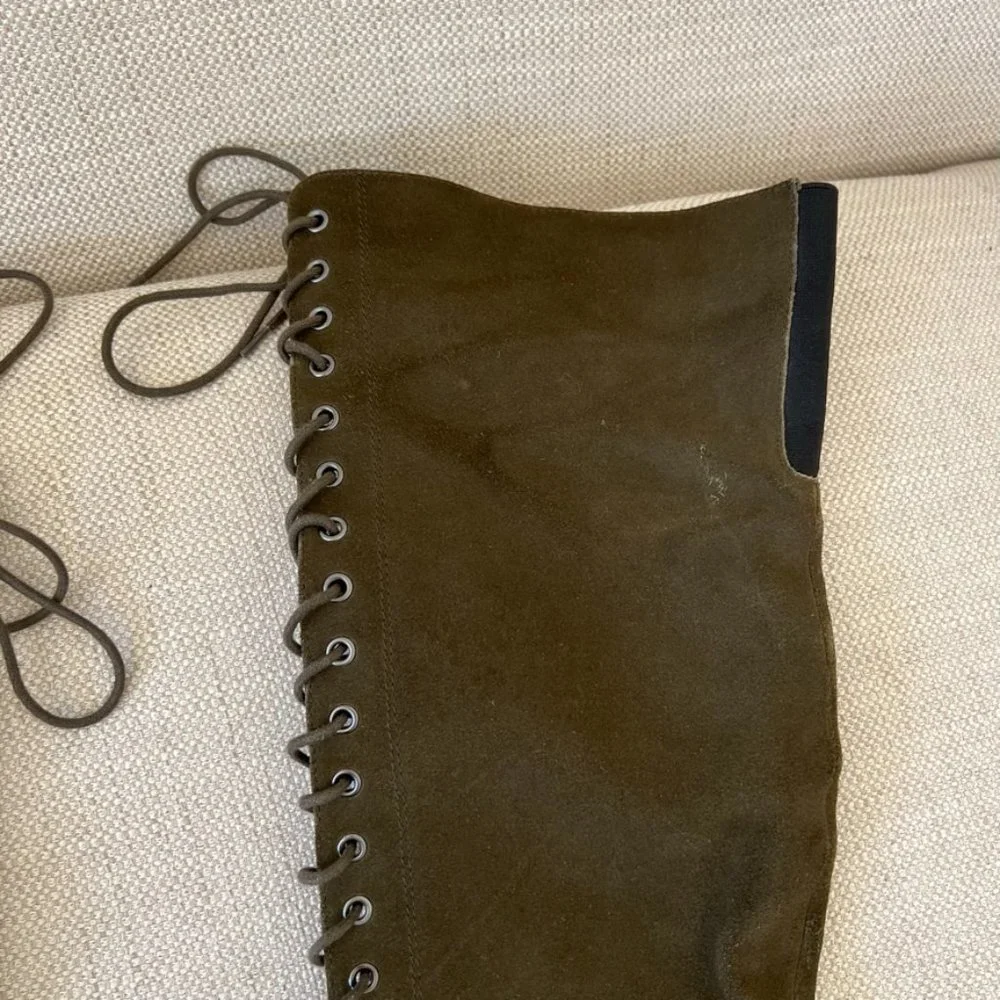 ALDO Olive Green Suede Over-the-Knee Lace-Up Heeled Boots